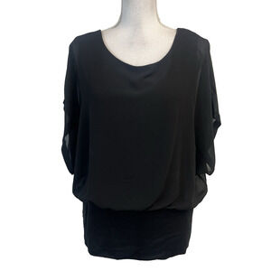 Joseph A Blouse sz Large Black Sheer Is It Silk? Evening Wedding Cocktail Dressy